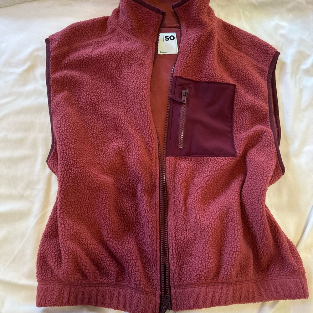 Light Maroon Fleece Vest with Pocket